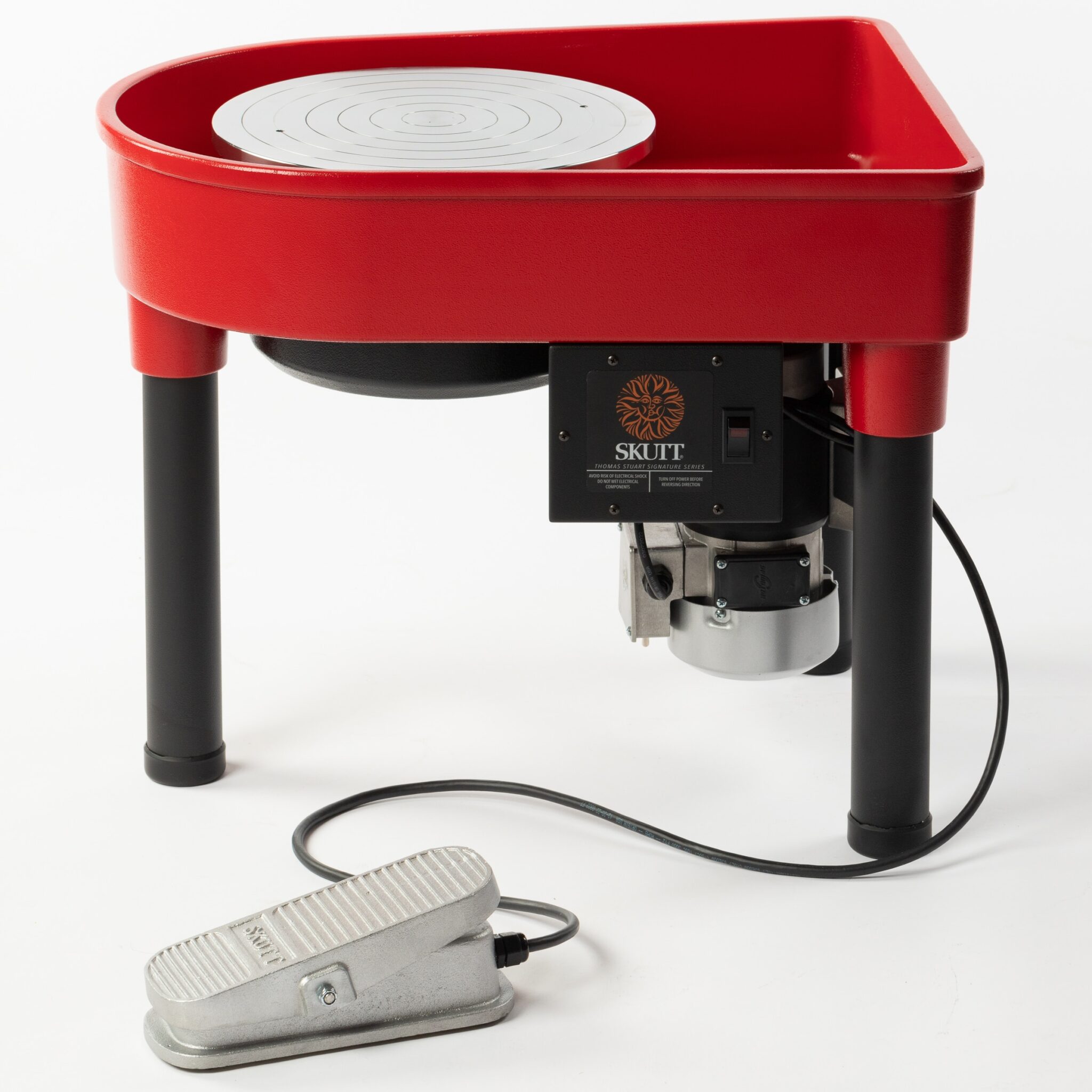 Skutt Classic Pottery Wheel in Bold Red with Built-In Splash Pan