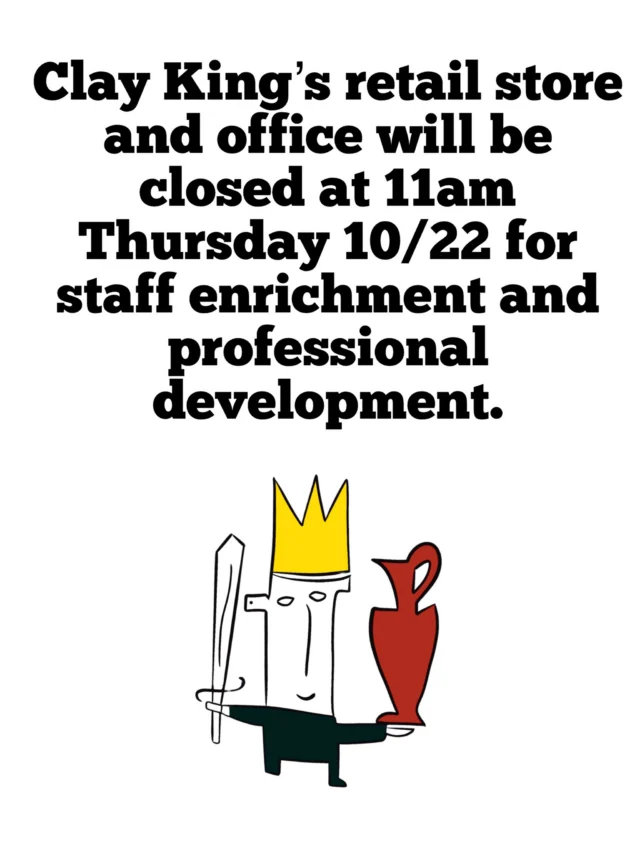We’re closing early for team building and staff enrichment at 11am Thursday 10/22. 
Our office and retail store will be open for early morning pickups and phone calls BEFORE 11am only. 
Please plan accordingly! 👑
